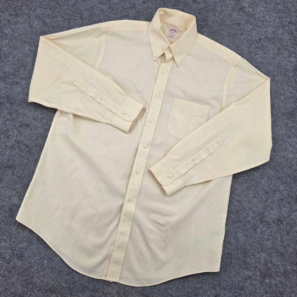 Brooks Brothers 346 Mens 16.5 34/35 Yellow Non-Iron Cotton Button Down Shirt